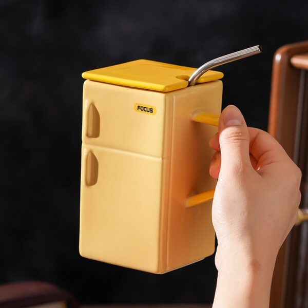 Creative Retro Refrigerator Lid Straw Ceramic Cup - Image 3