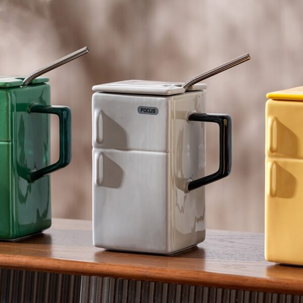Creative Retro Refrigerator Lid Straw Ceramic Cup - Image 6