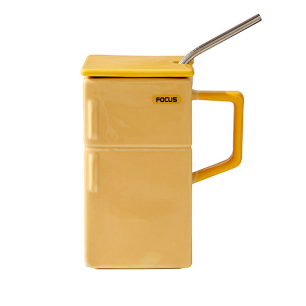 Creative Retro Refrigerator Lid Straw Ceramic Cup - Image 4